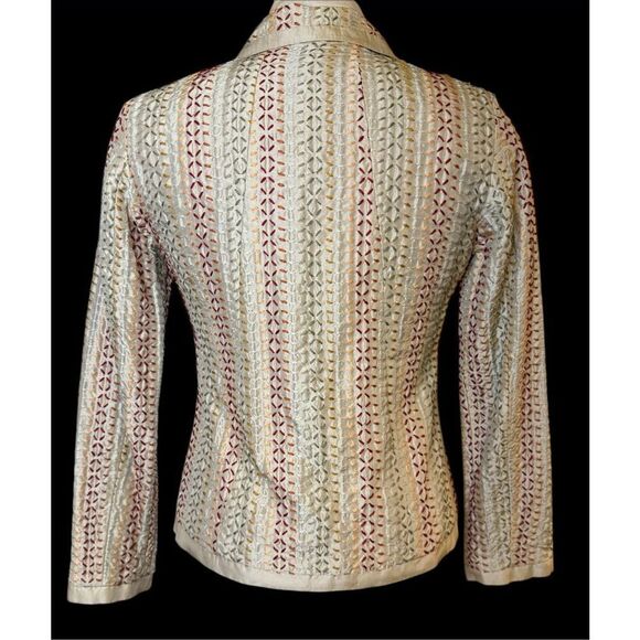 Chico’s 100% Silk 3-Button Embroidered Blazer Size S - Picture 5 of 12